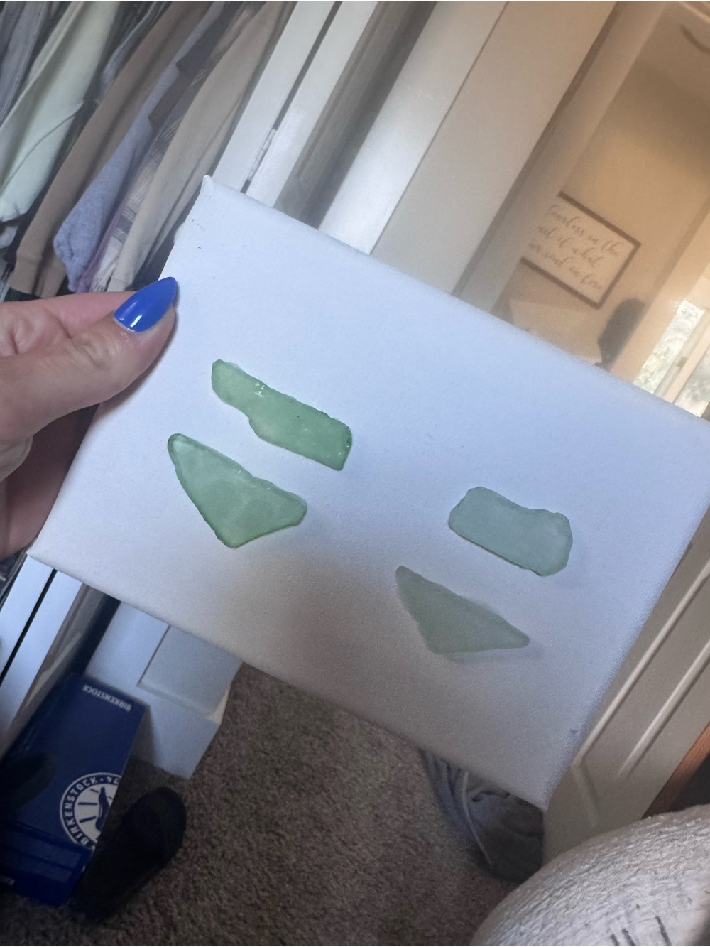 Handmade Sea Glass BIKINI Wall Art Canvas - Green Accent